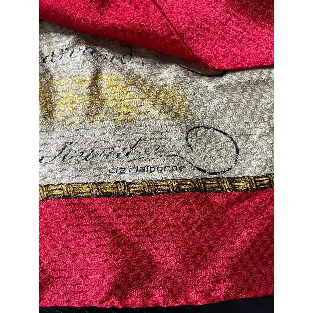 Vintage Liz Claiborne Musical Motif Scarf with Violin, Harp, French Horn, Etc.
